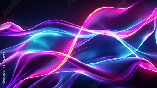 Vibrant Neon Waves for Modern Wall Decor Generative AI