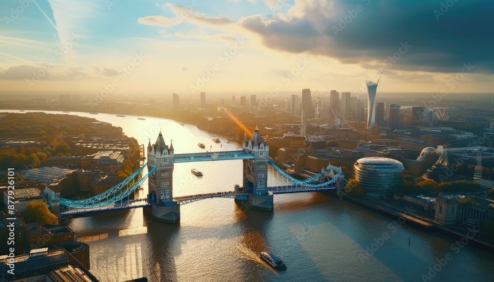 Fototapeta premium Tower Bridge at Sunrise Over River Thames