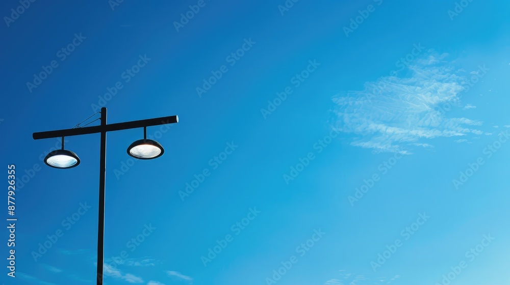 Urban concept Street lights against blue sky with space for text Urban concept Street lights against blue sky with space for text