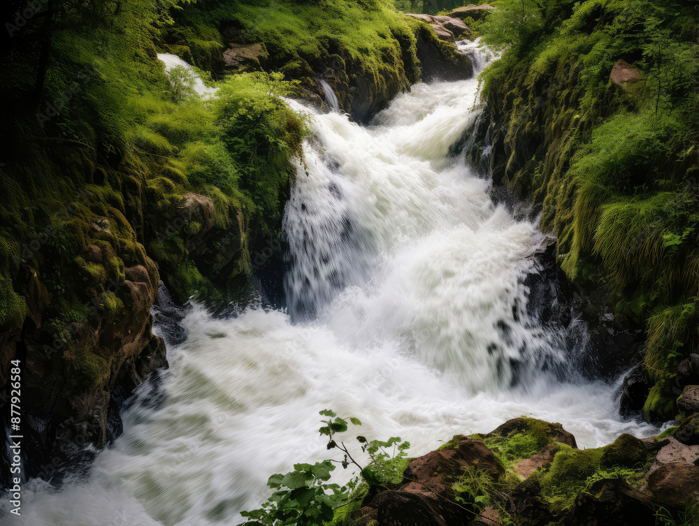 Obraz premium Tranquil Forest Waterfall Oasis