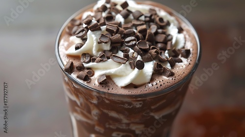 Chocolate mocha frappe whipped creme topping photo