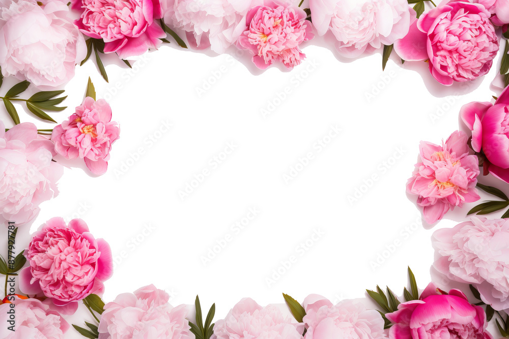 Peonies floral frame top view PNG style with transparent background for elegant design projects and digital artworks Peonies floral frame top view PNG style with transparent background for elegant design projects and digital artworks