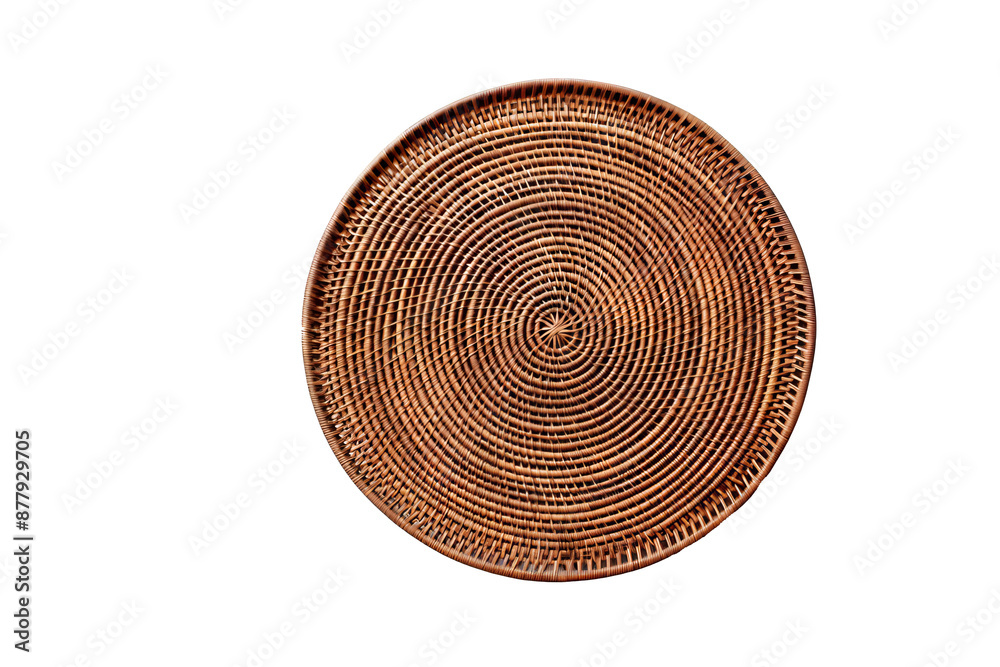 Rattan place mat with intricate weaving pattern on transparent PNG background, ideal for table setting, home decor, and kitchen accessories Rattan place mat with intricate weaving pattern on transparent PNG background, ideal for table setting, home decor, and kitchen accessories