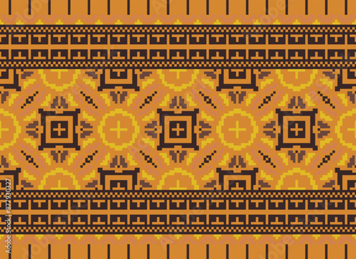 Motif ethnic handmade beautiful Ikat art.Ikat ethnic tribal, boho colors seamless wallpaper. Ethnic Ikat abstract background art.