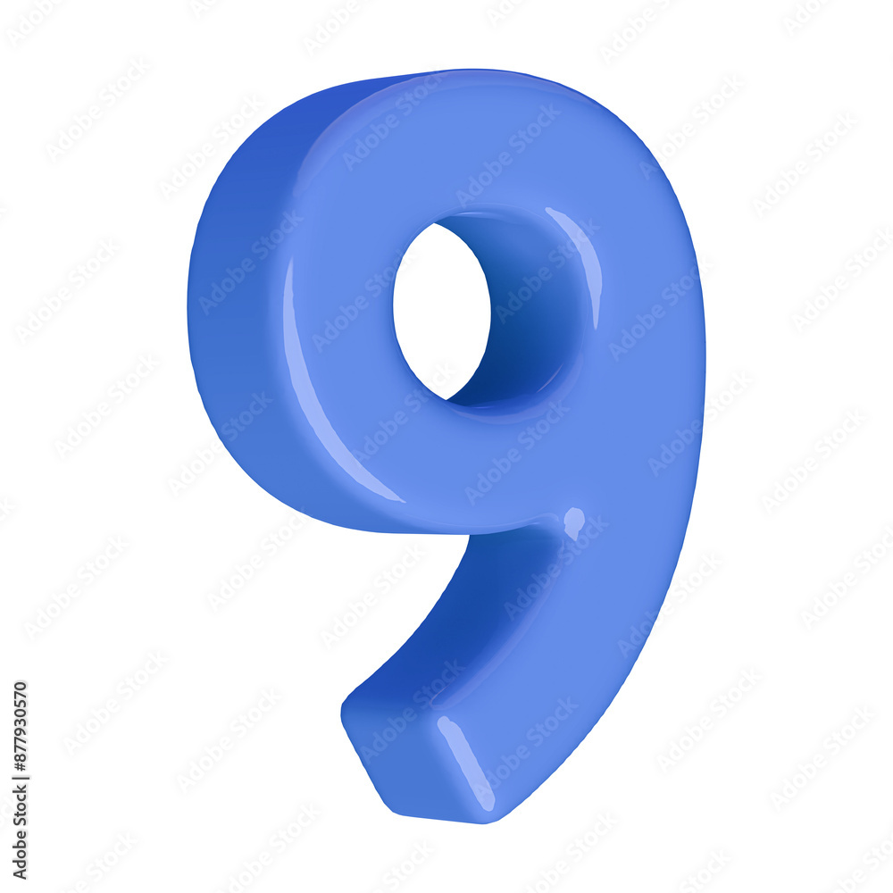 Blue 3D Number 9 Blue 3D Number 9