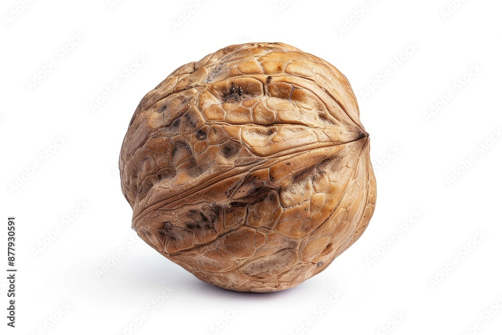 Single Walnut Shell Isolated on White Background. Single Walnut Shell Isolated on White Background.