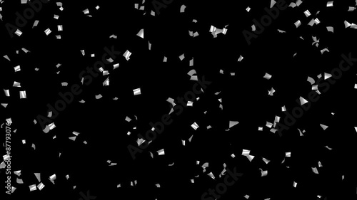 Loop Falling silver confetti on black background With Matte Channel
