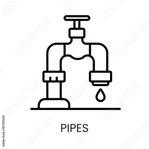 Water pipe line vector icon with editable stroke