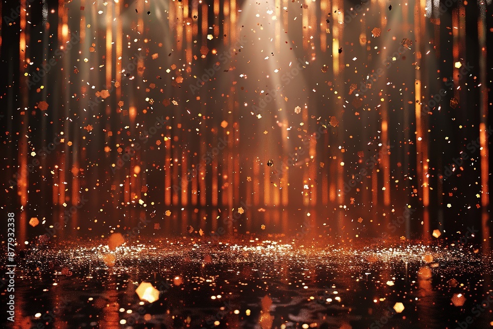 Fototapeta premium Glittering Concert Stage ,Concert Stage with Metallic Confetti and Glitter