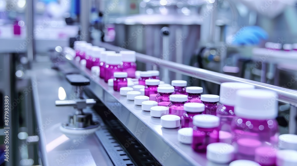Automated Pharmaceutical Production Line in Action Automated Pharmaceutical Production Line in Action