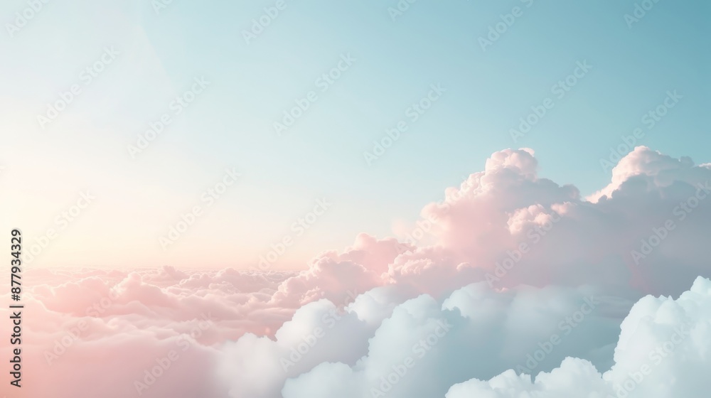 Soft, warm light filling the sky, fluid movements of clouds creating a harmonious and calming view Soft, warm light filling the sky, fluid movements of clouds creating a harmonious and calming view