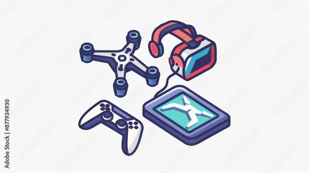 Obraz premium Drone Gadgets Illustration