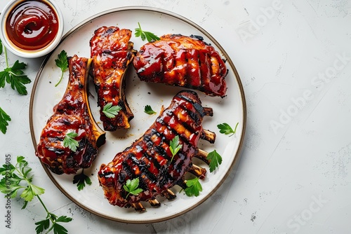 Succulent and tender pork ribs with a sweet and tangy barbecue sauce