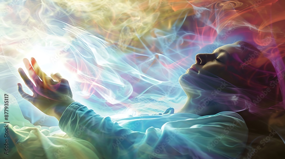 Tranquil Release - Person's Spirit Detaching in State of Relaxation Tranquil Release - Person's Spirit Detaching in State of Relaxation