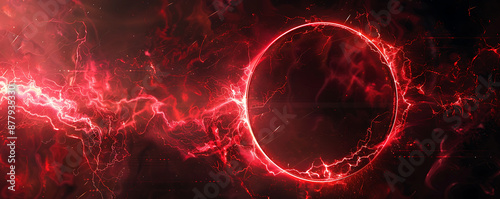 Red Abstract Circle with Plasma and Lightning Effect