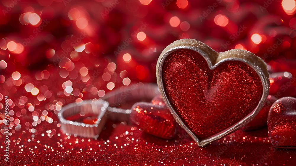 decorative hearts on red background St Valentines day concept.Copy space, flat lay, top down composition ,Red hearts confetti on pink backgroun Valentines day concept decorative hearts on red background St Valentines day concept.Copy space, flat lay, top down composition ,Red hearts confetti on pink backgroun Valentines day concept