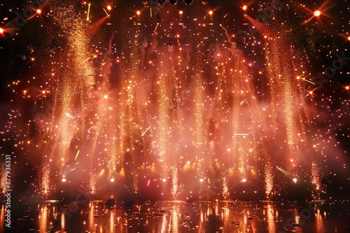 Glittering Concert Stage ,Concert Stage with Metallic Confetti and Glitter