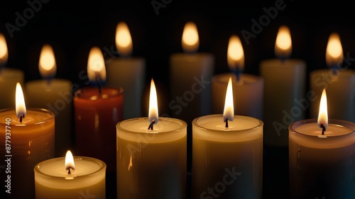 Illustration of Burning Candle Against Dark Background