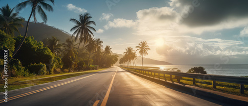 Scenic Coastal Road at Sunset photo