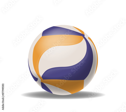 Colorful Volleyball Featuring Abstract Patterns With Purple, Gold, And White Colors Isolated On White Background