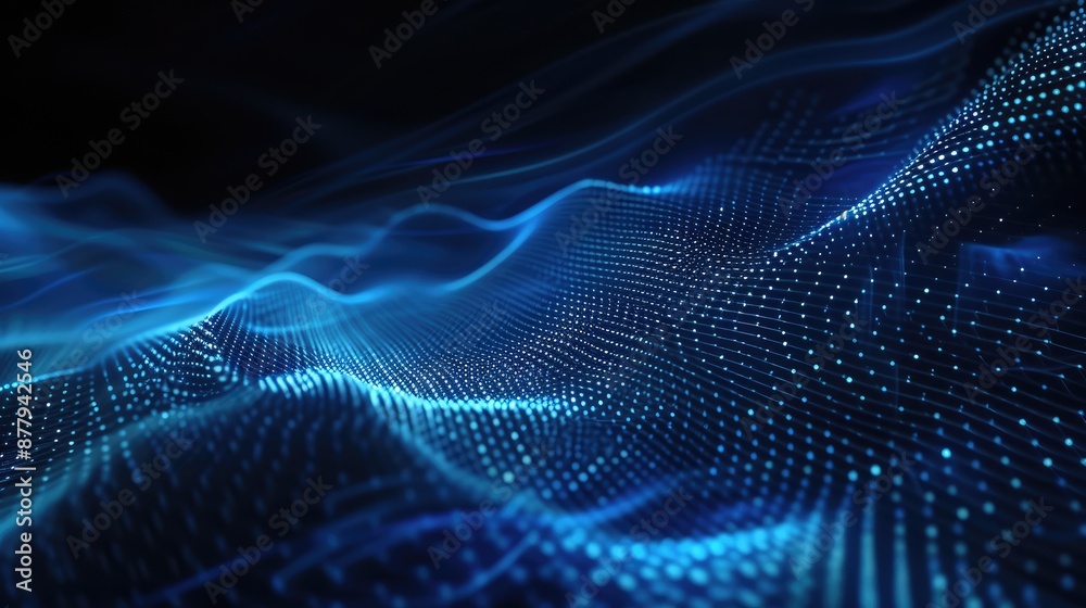 Abstract Digital Network Waves on Dark Background Abstract Digital Network Waves on Dark Background