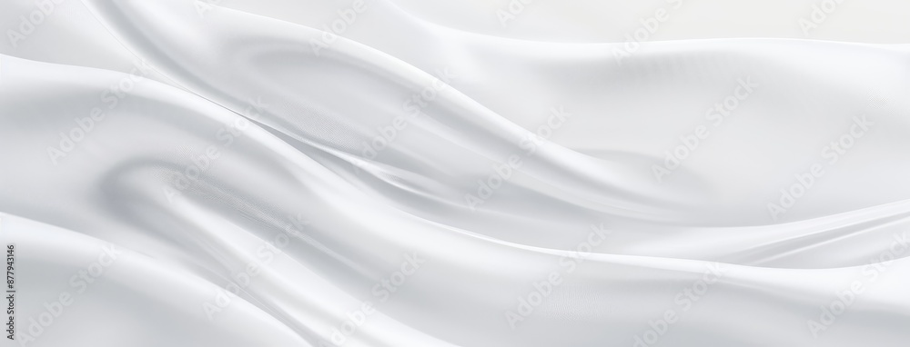Elegant White Satin Fabric with Soft Waves Elegant White Satin Fabric with Soft Waves