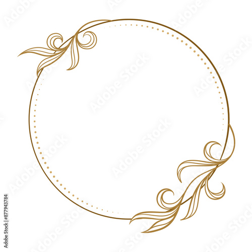 Elegant circular frame with vintage floral design, ideal for wedding invites or anniversary cards