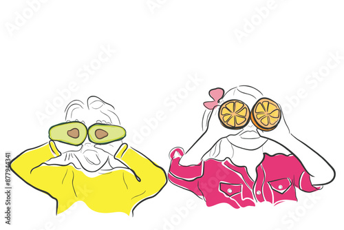 Hand drawn line art vector of kids health ad wellness club concept. Pediatric Dietitian poster art.
