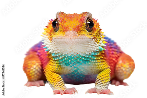 A Tiny Fashionista in a Festive Rainbow Collar on a White or Clear Surface PNG Transparent Background
