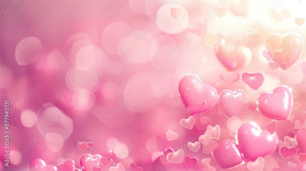 Pink Hearts Background with Radiant Glow Pink Hearts Background with Radiant Glow