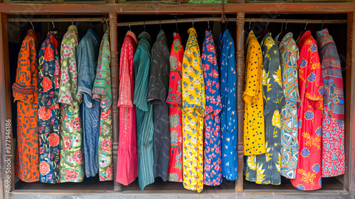 Wallpaper Mural Colorful fabric rolls displayed on shelves Torontodigital.ca