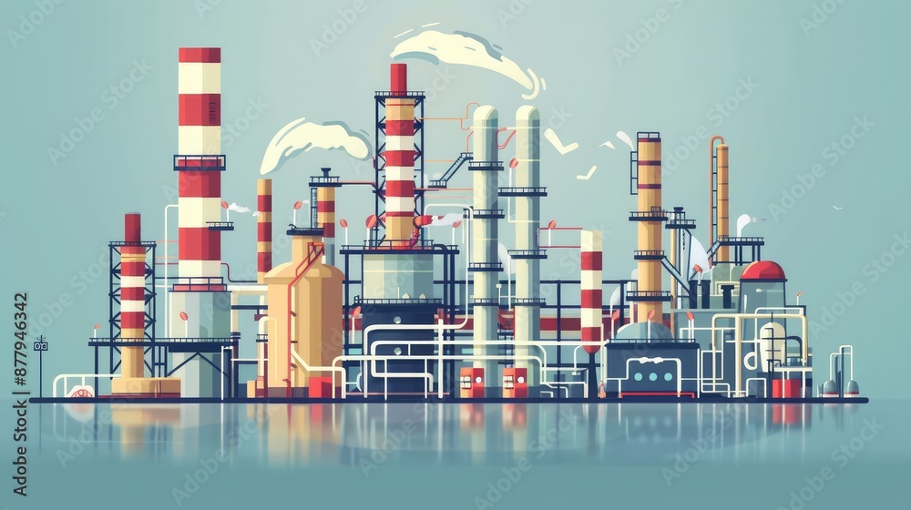 Obraz premium Modern Industrial Plant Illustration