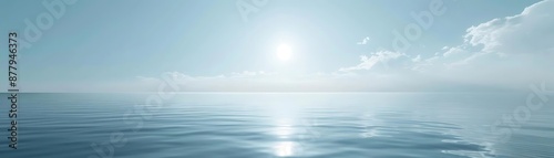 Wallpaper Mural Calm Ocean with Blue Sky and White Clouds Background Illustration Torontodigital.ca