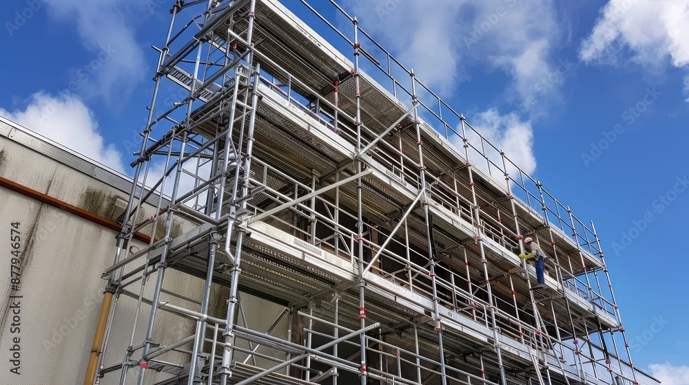 Industrial Construction Scaffolding Under Blue Sky Industrial Construction Scaffolding Under Blue Sky