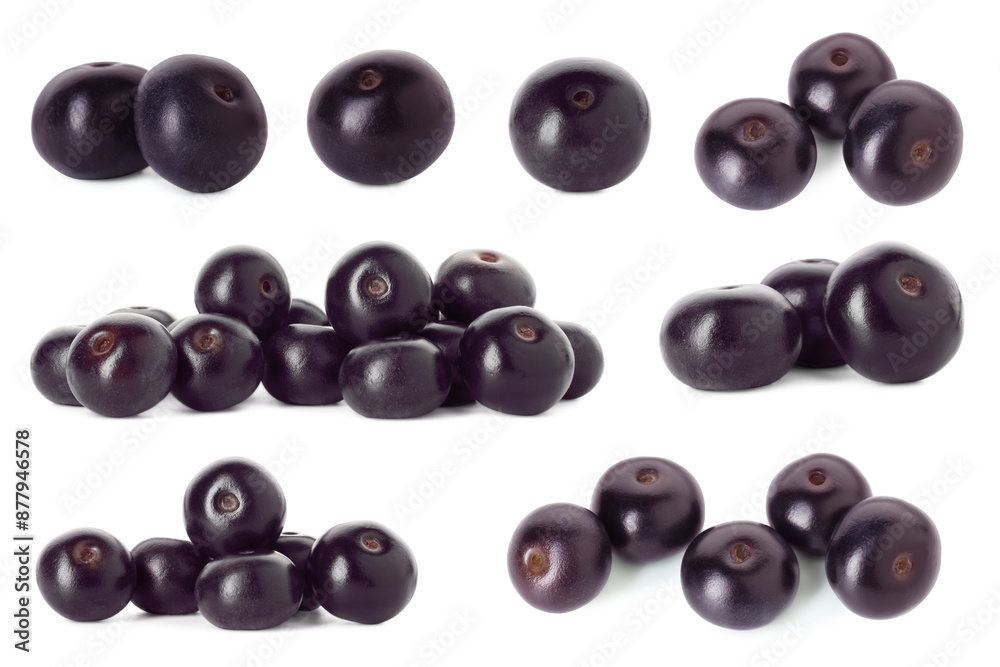Set of acai berries isolated on white Set of acai berries isolated on white