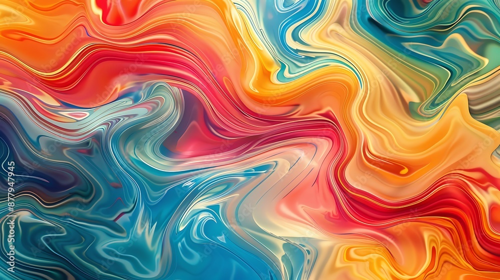Vibrant Swirls of Liquid Abstract Art - Colorful Waves in Fluid Motion Vibrant Swirls of Liquid Abstract Art - Colorful Waves in Fluid Motion