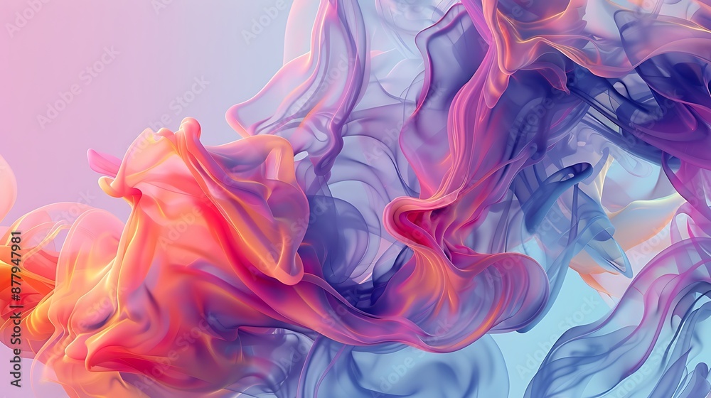 Abstract swirls of colorful smoke dance in a smooth, flowing motion against a dark background