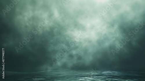 Abstract Background of Green Foggy Ocean