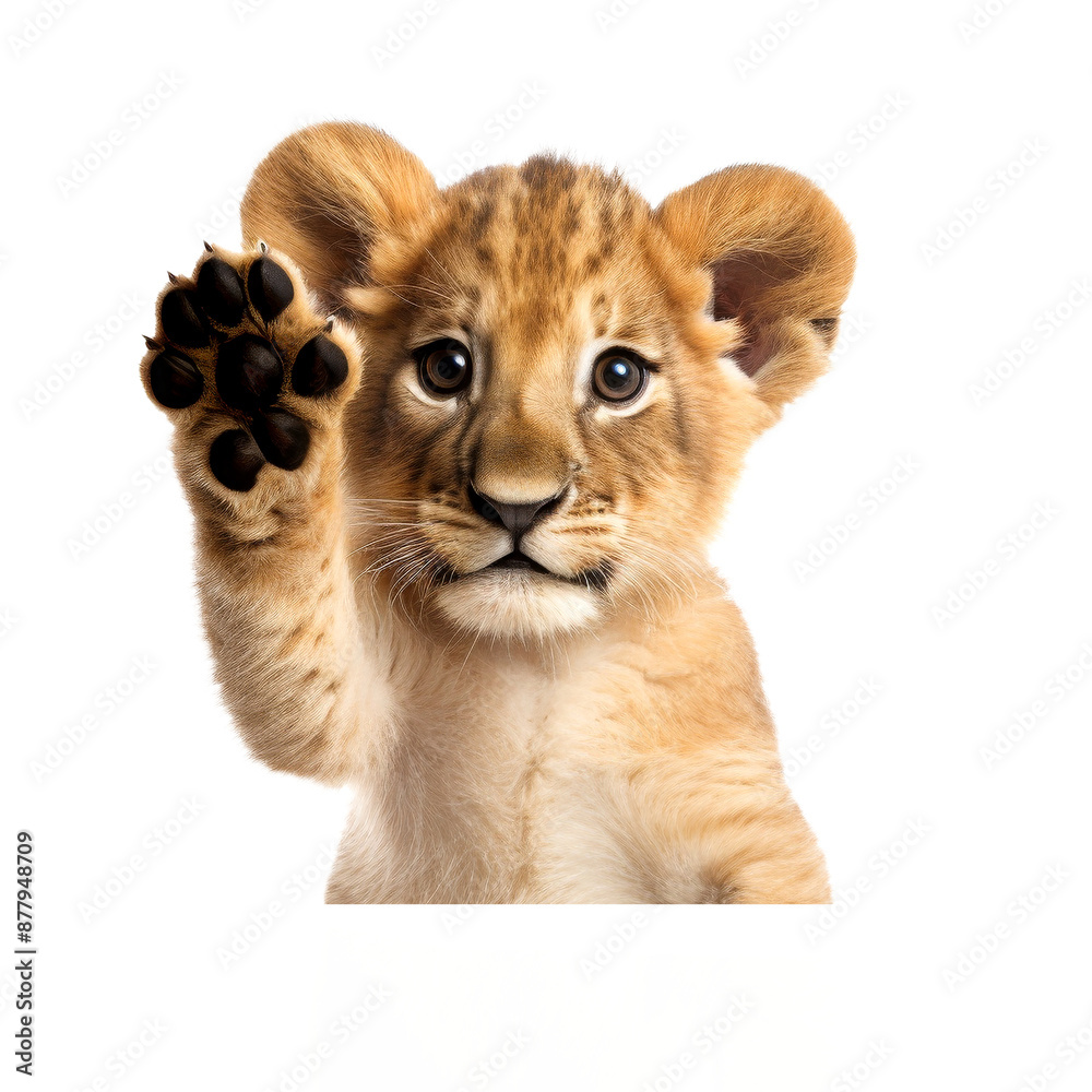 Obraz premium cute lion looking isolated on white