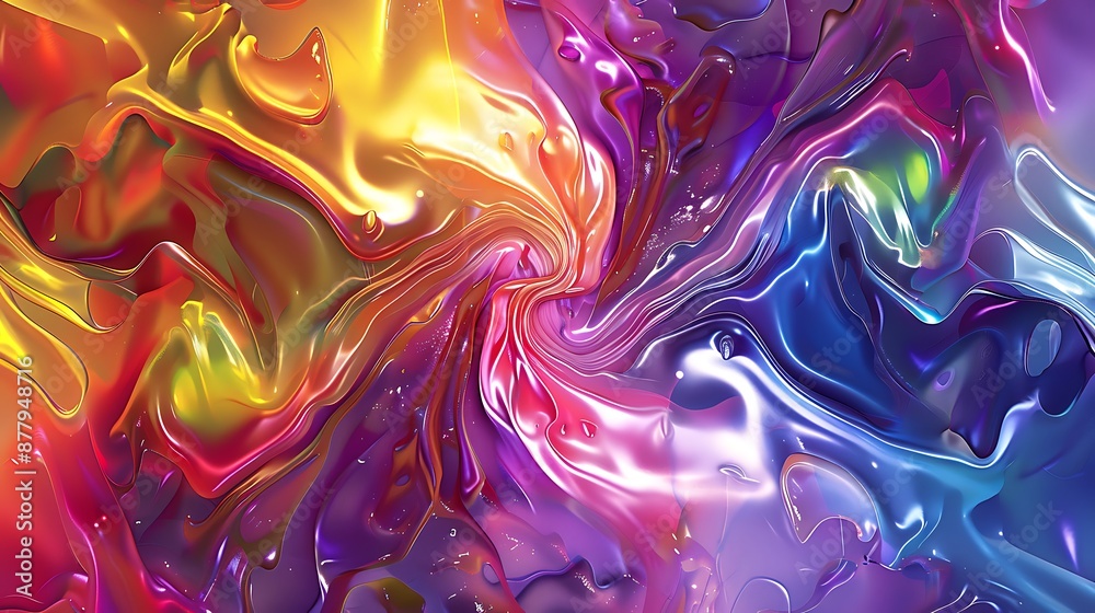 Fototapeta premium Vivid Abstract Liquid Forms in a Colorful Spectrum of Bright Hues