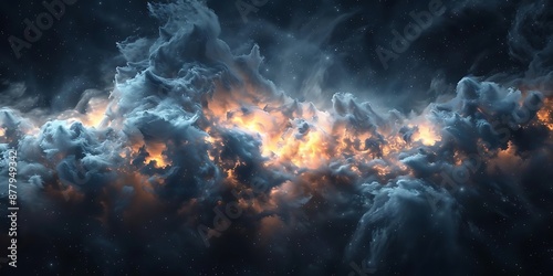 Cosmic Cloudscape: A Starry Night Illustration