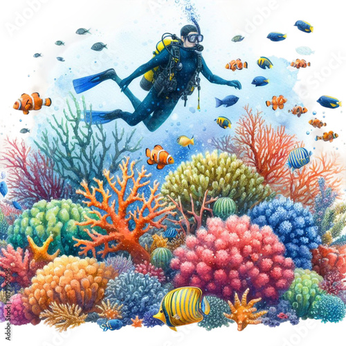 Watercolor OceanVista Coral World