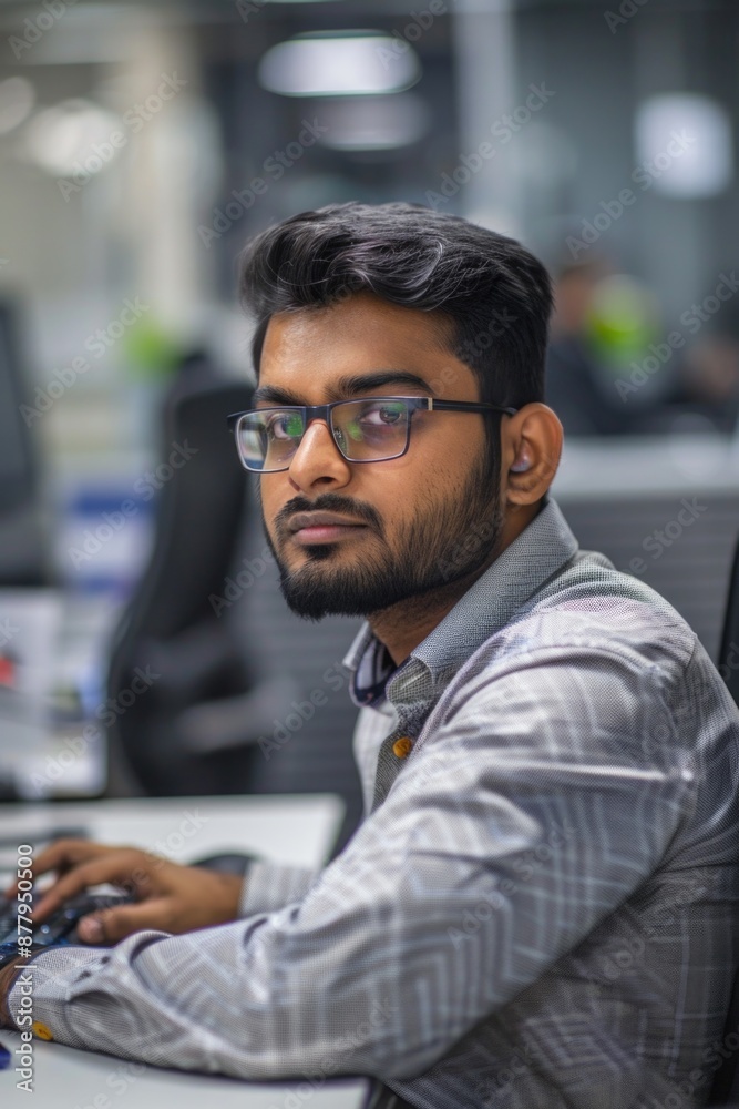 A person sitting at a desk using a laptop or desktop computer, great for business and office related concepts A person sitting at a desk using a laptop or desktop computer, great for business and office related concepts