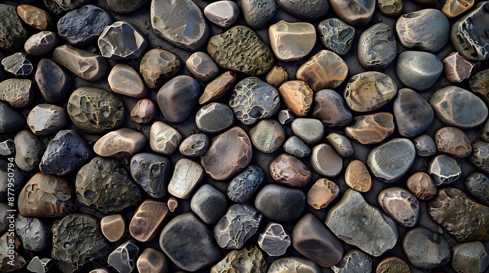 3D Seamless Pattern of Grey and Brown Stones, Pebble Texture Background 3D Seamless Pattern of Grey and Brown Stones, Pebble Texture Background