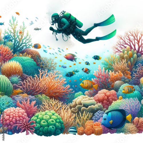 Watercolor OceanVista Coral World