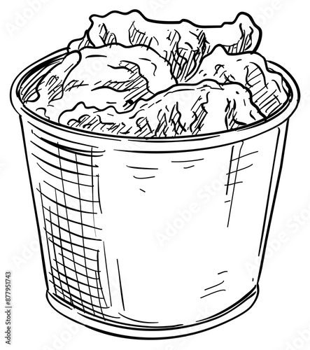 fried chicken bucket handdrawn illustration