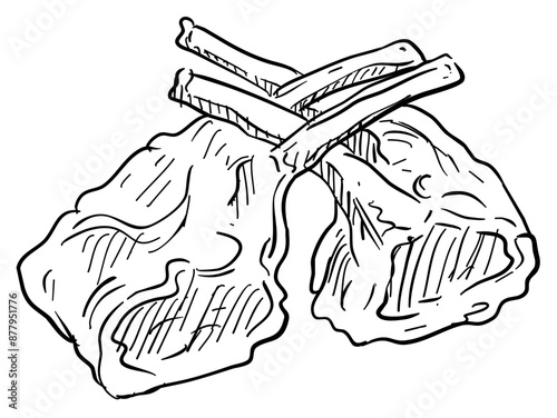 tomahawk meat handdrawn illustration