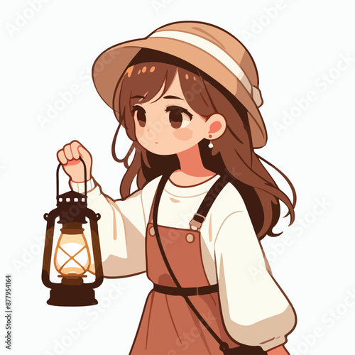 Vector of a teenager carrying a lamp