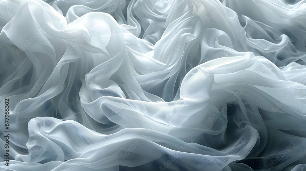 Abstract Background of White Sheer Fabric Abstract Background of White Sheer Fabric