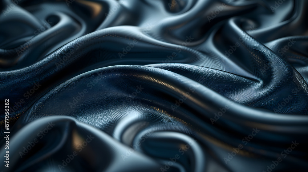 Fototapeta premium Black gray satin dark fabric texture luxurious shiny that is abstract silk cloth background with patterns soft waves blur beautiful.